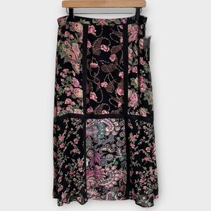NWT Vintage Patchwork Floral Skirt Women’s Medium Whimsy Goth Rose Coachella